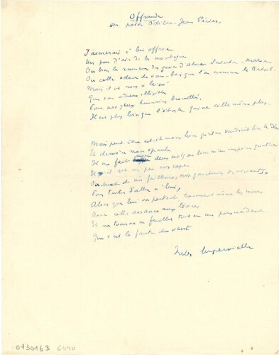 Offrande au poète Odilon-Jean Périer
